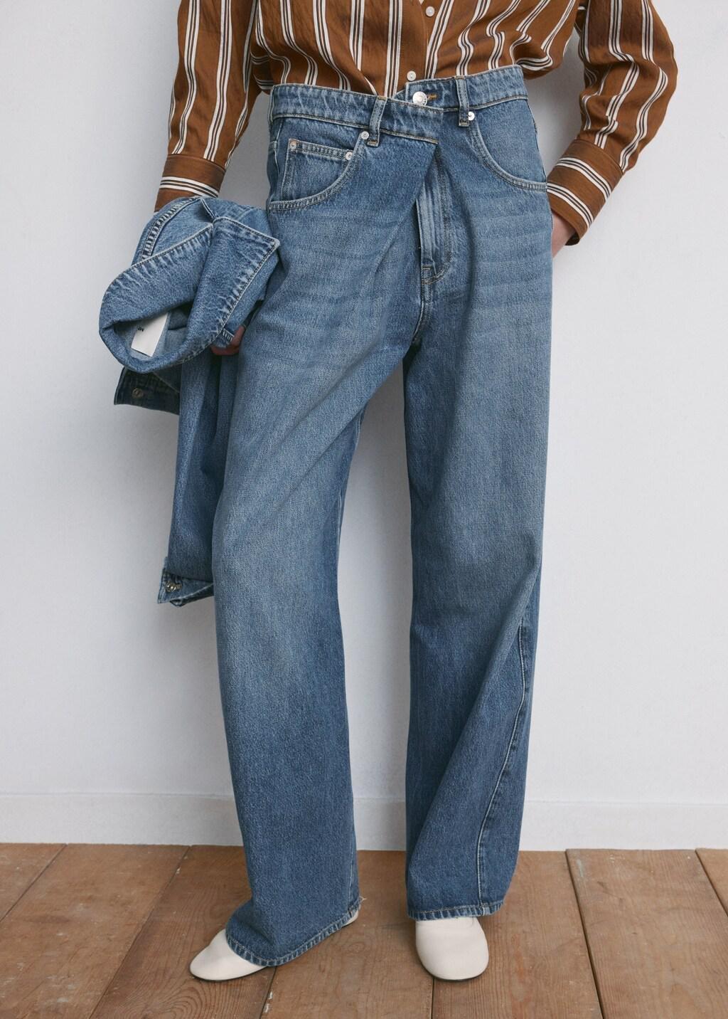 Blue Mid-Rise Balloon Jeans, Open Blue, large image number 3