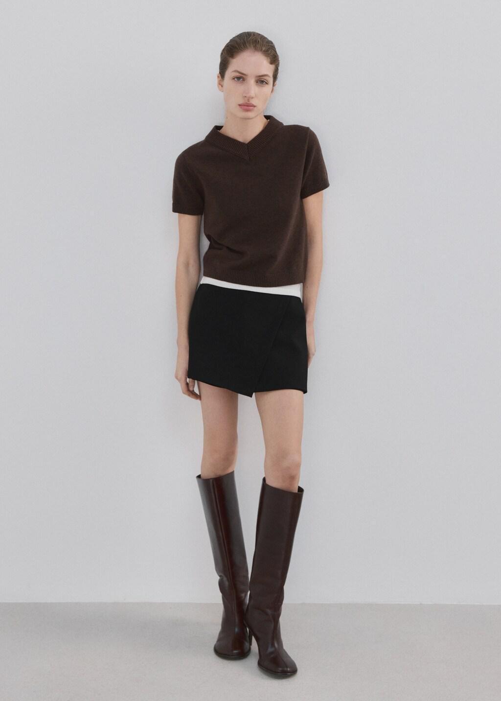 Black Wrapped Skort, 0201_99, large image number 0