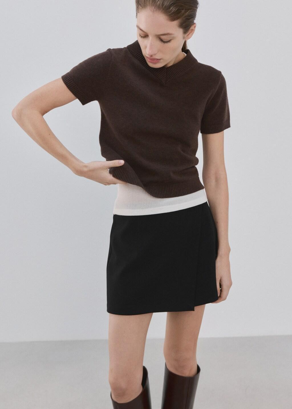 Black Wrapped Skort, Black, large image number 3