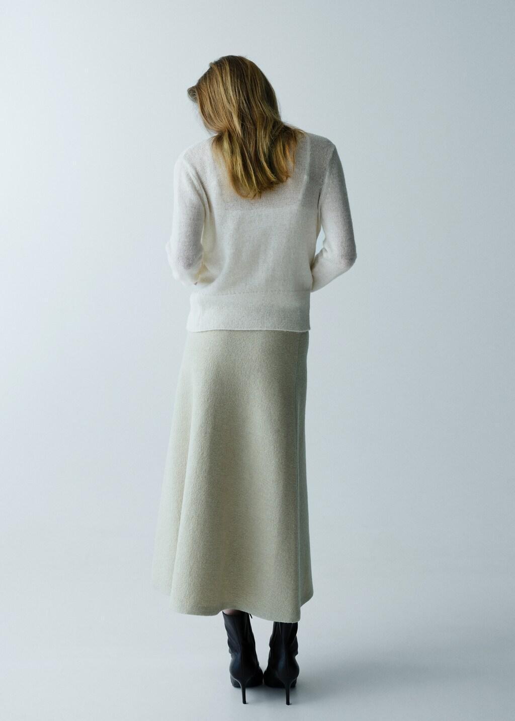 Beige Lace Knit Cardigan, 0201_05, large image number 2