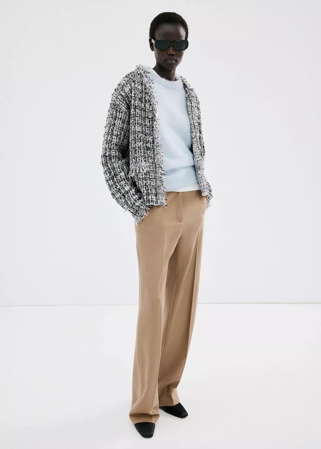 Black Oversized Tweed Jacket, 0201_99, medium