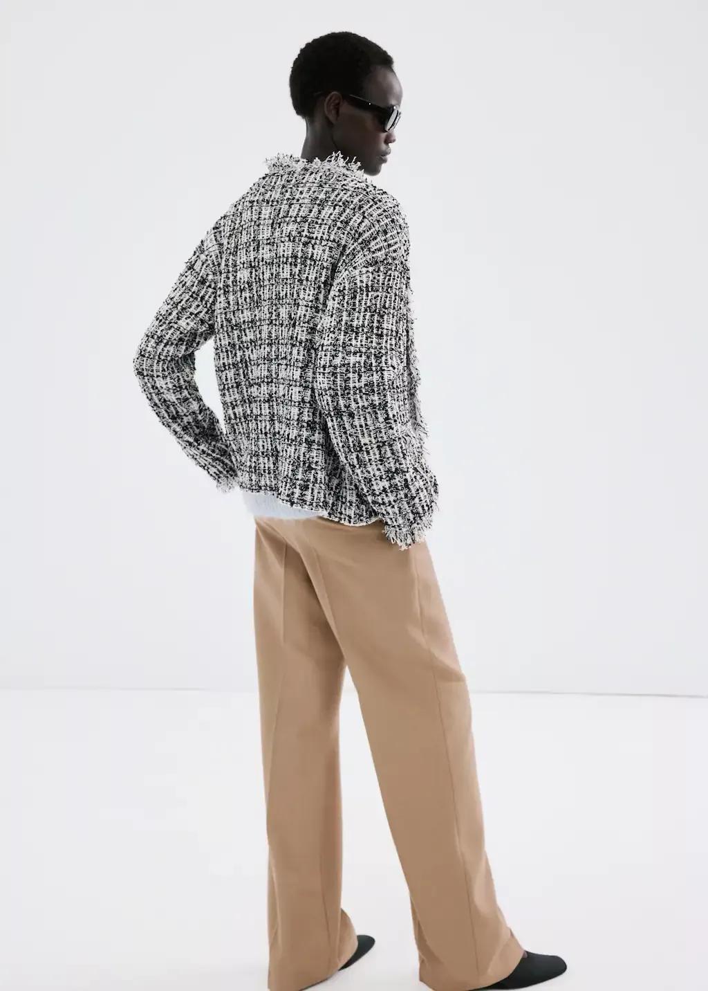 Black Oversized Tweed Jacket, 0201_99, medium