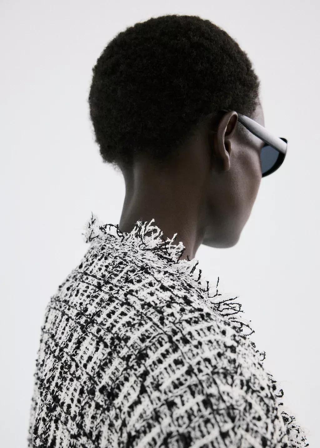 Black Oversized Tweed Jacket, 0201_99, large image number 4