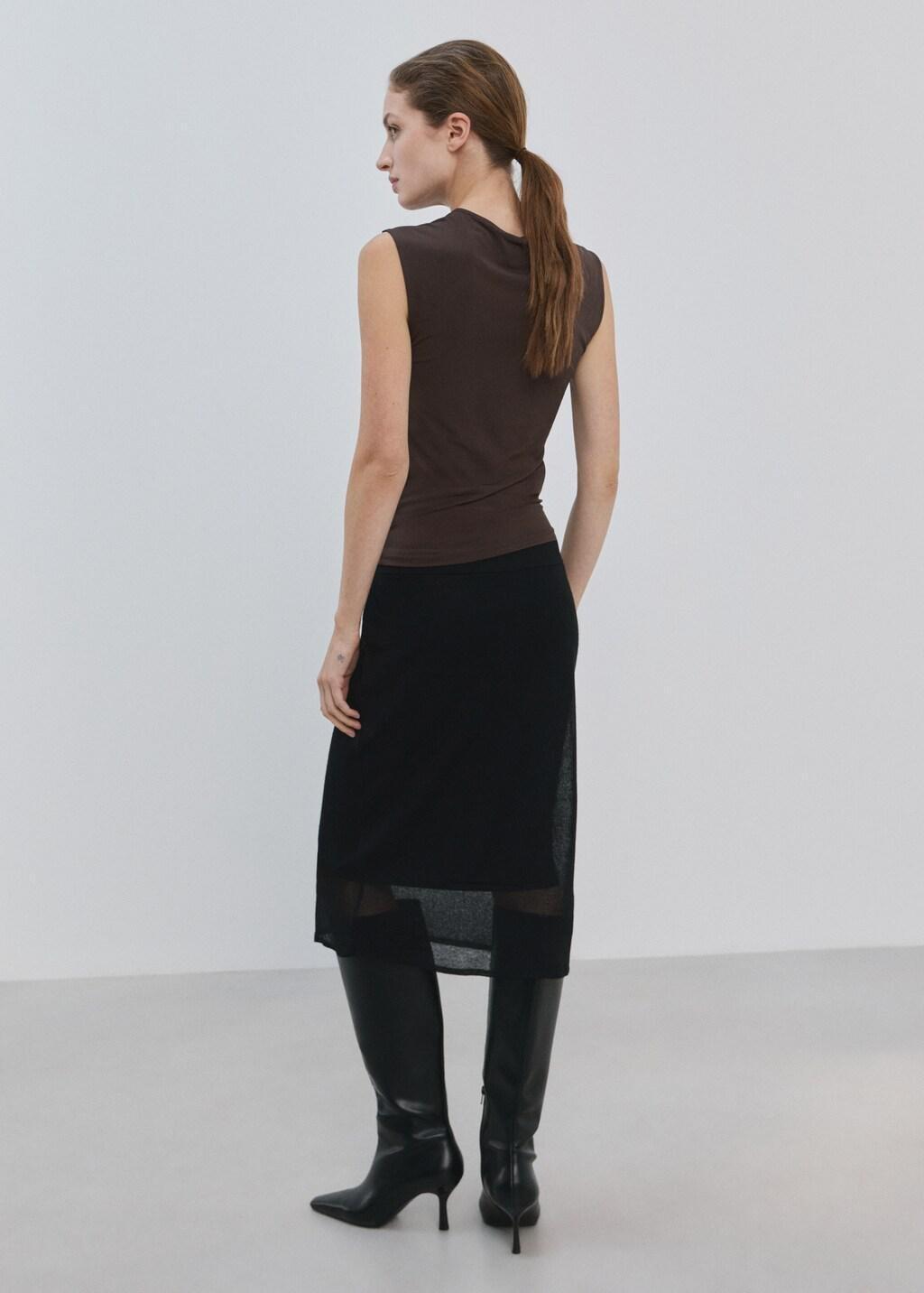 Brown Ruched Fitted Top, Brown, medium