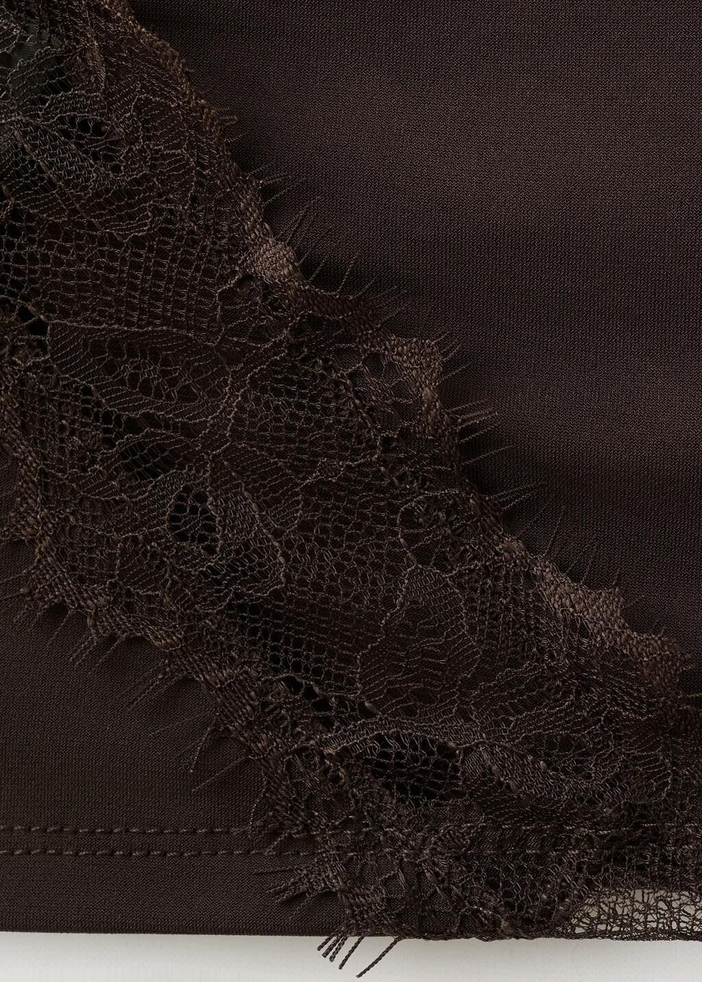 Brown Ruched Fitted Top, Brown, large image number 5