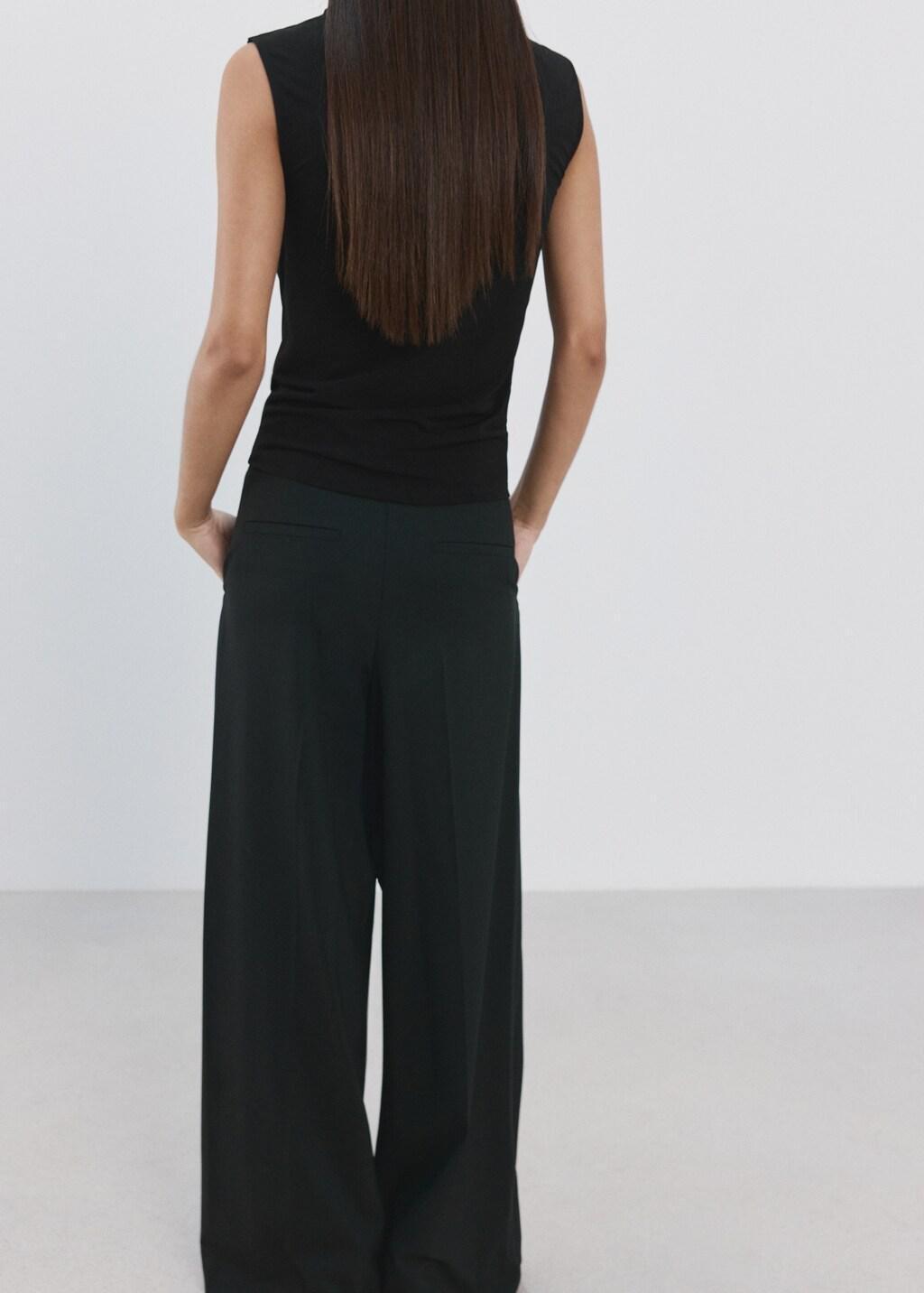 Black Ruched Fitted Top, Black, large image number 2