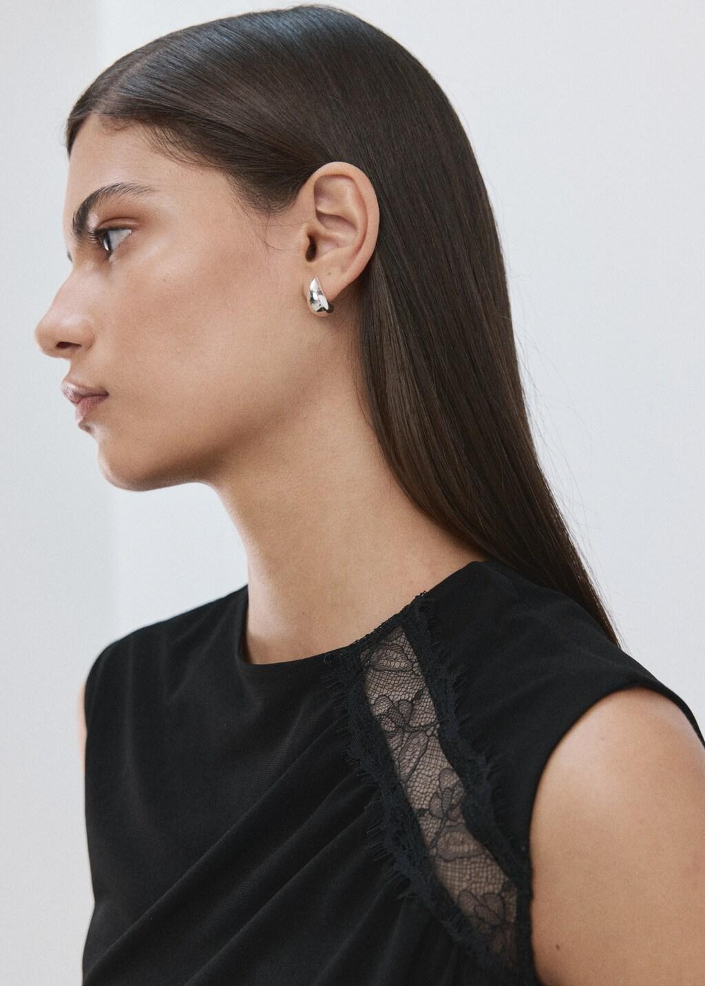 Black Ruched Fitted Top, Black, large image number 4