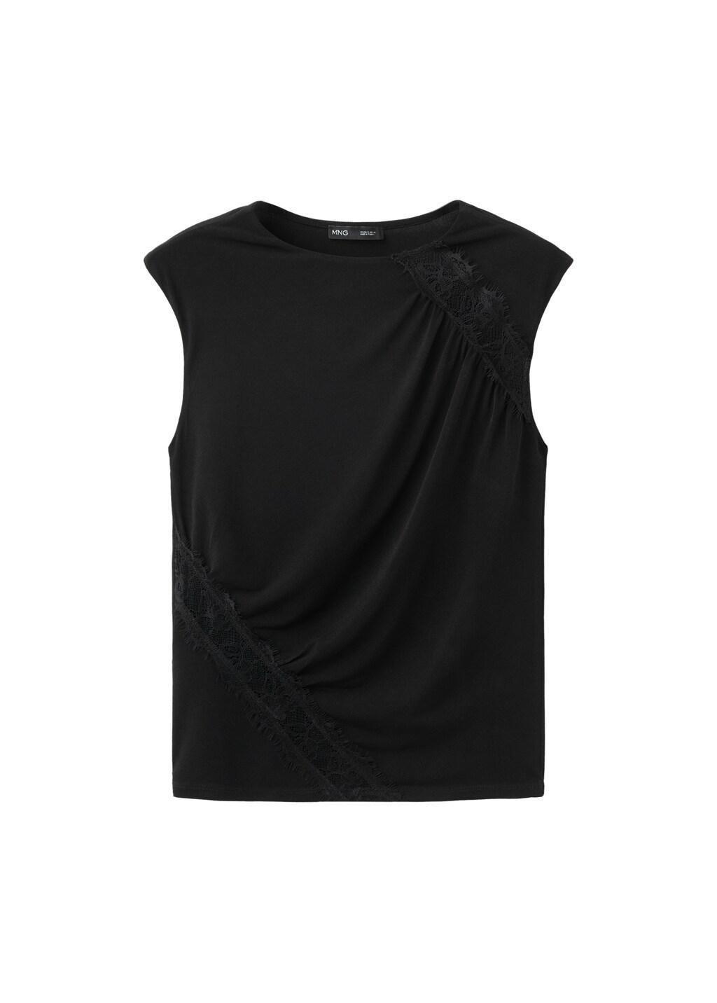 Black Ruched Fitted Top, Black, large image number 7