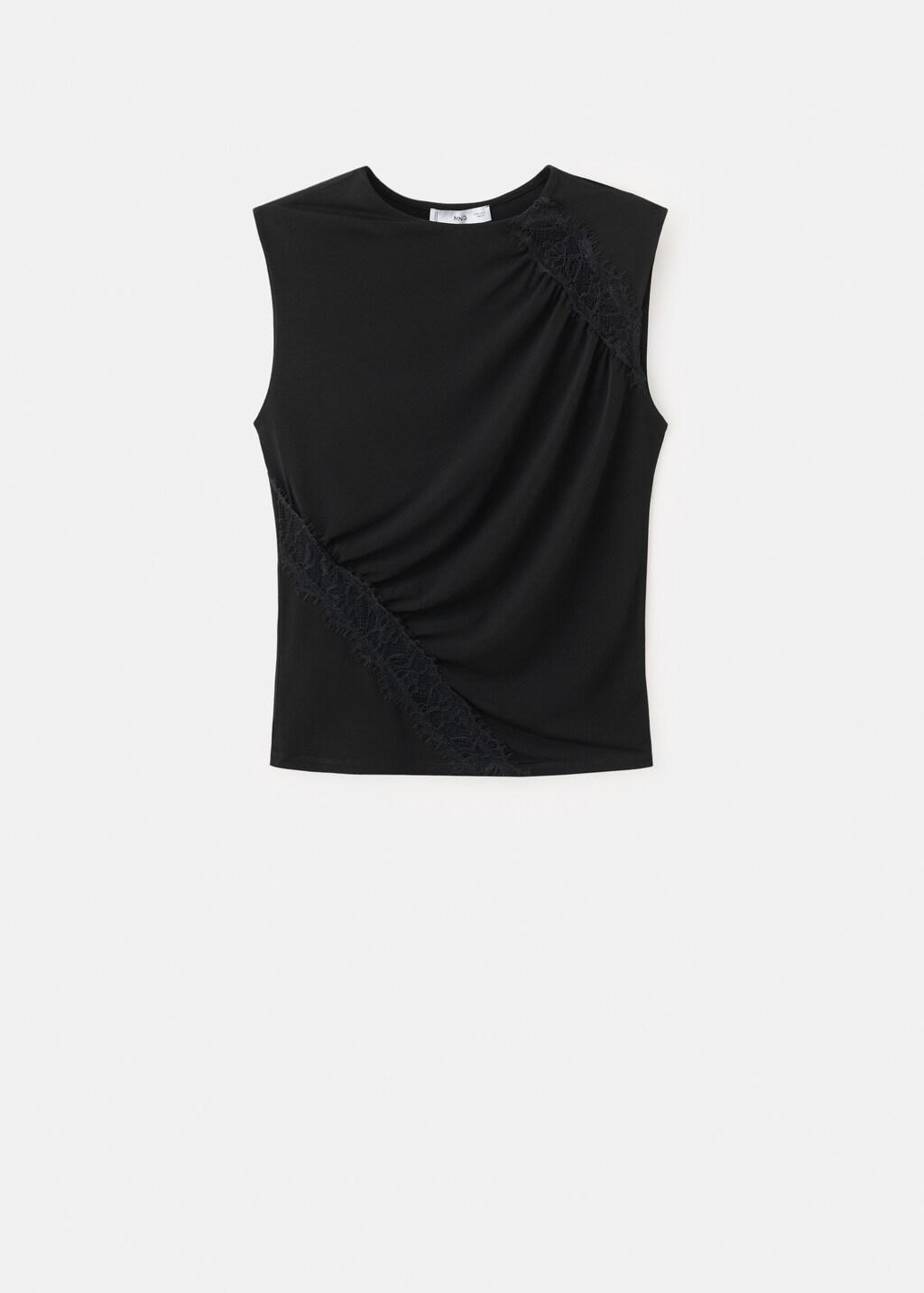 Black Ruched Fitted Top, Black, large image number 8