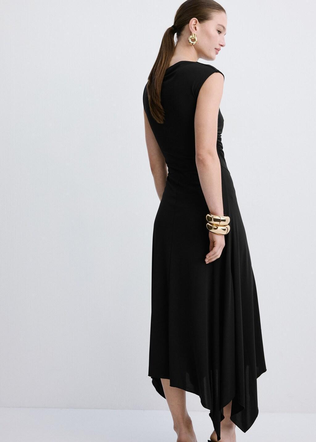 Black Asymmetrical Flared Dress, Black, large image number 2
