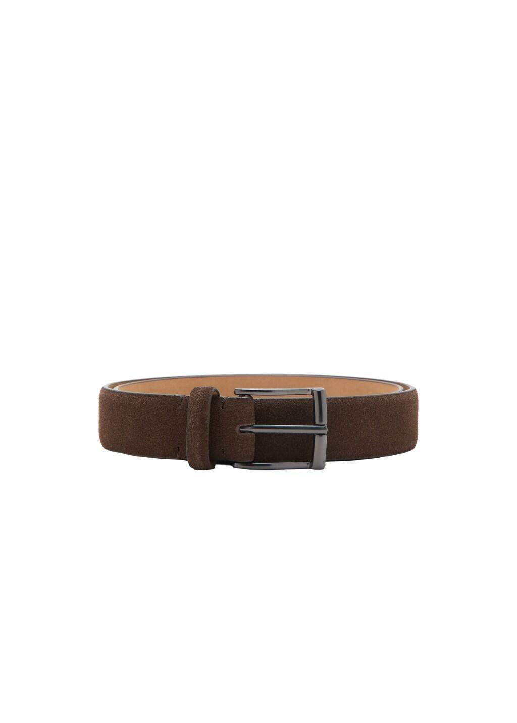 Brown Suede Leather Belt, Brown, large image number 2