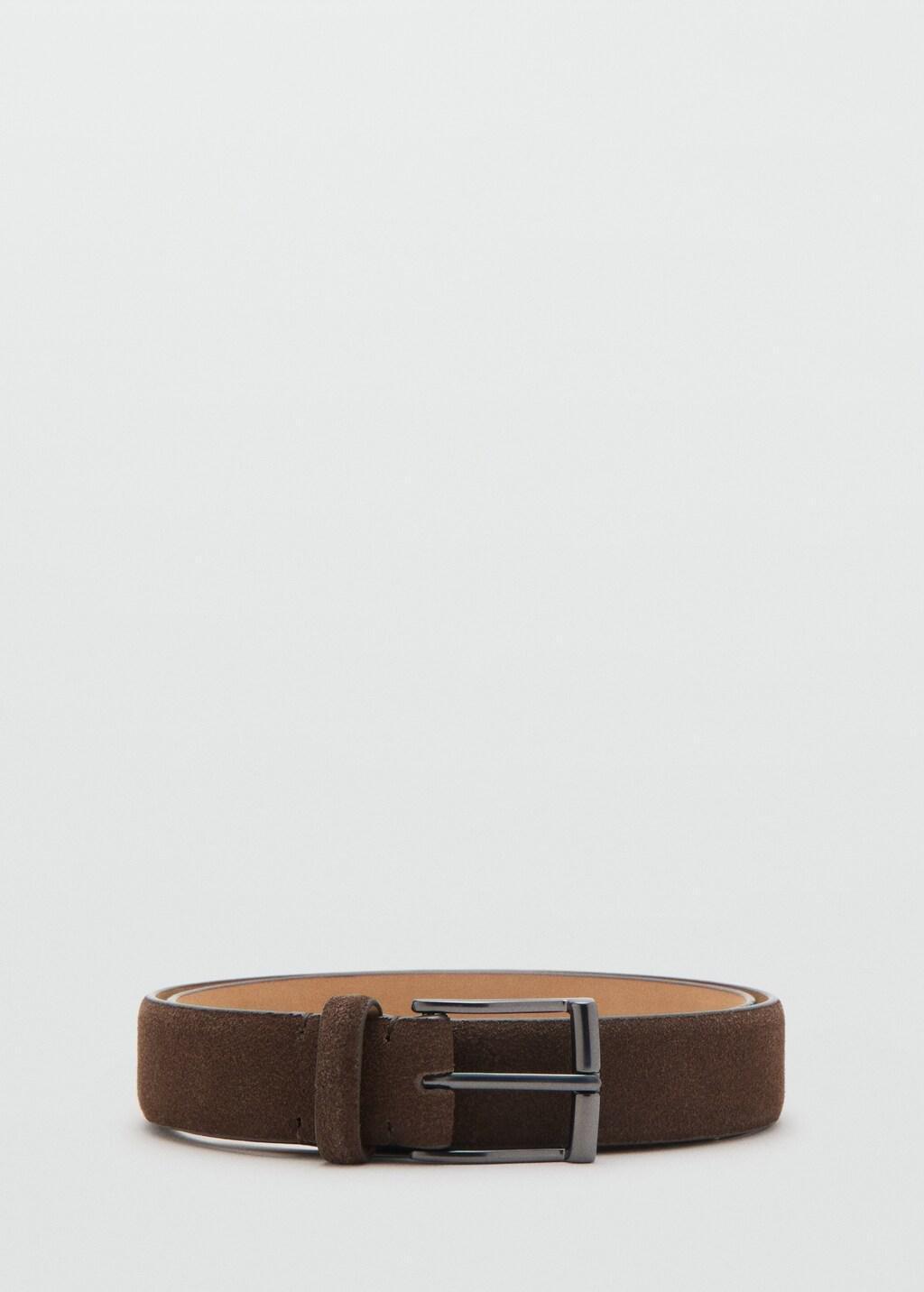 Brown Suede Leather Belt, Brown, large image number 3