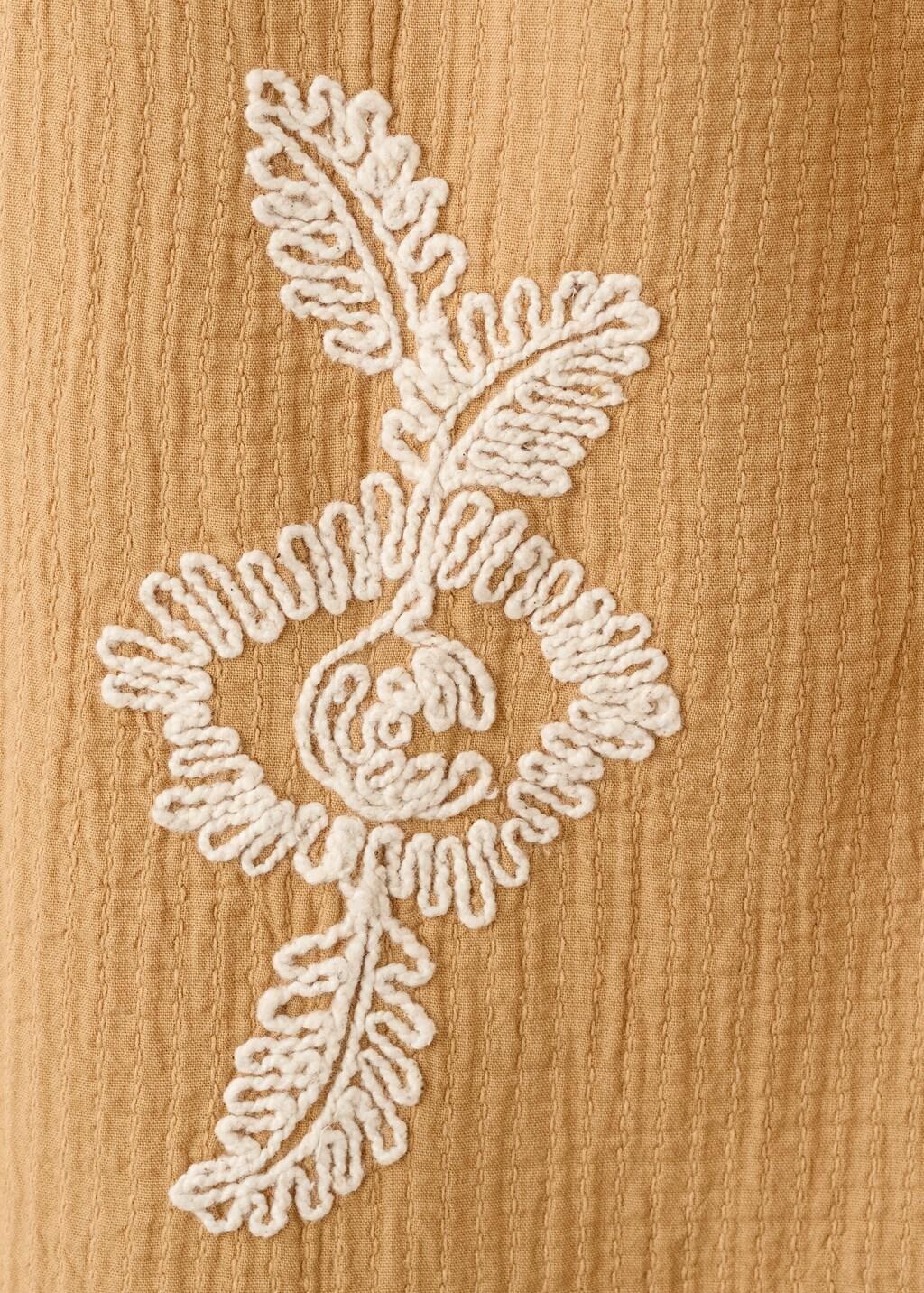 Yellow Textured Embroidered Pants, Kids Girls, Medium Yellow, large image number 1