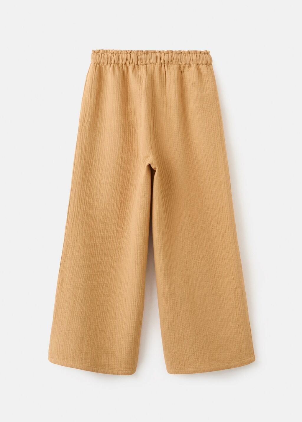 Yellow Textured Embroidered Pants, Kids Girls, Medium Yellow, large image number 2