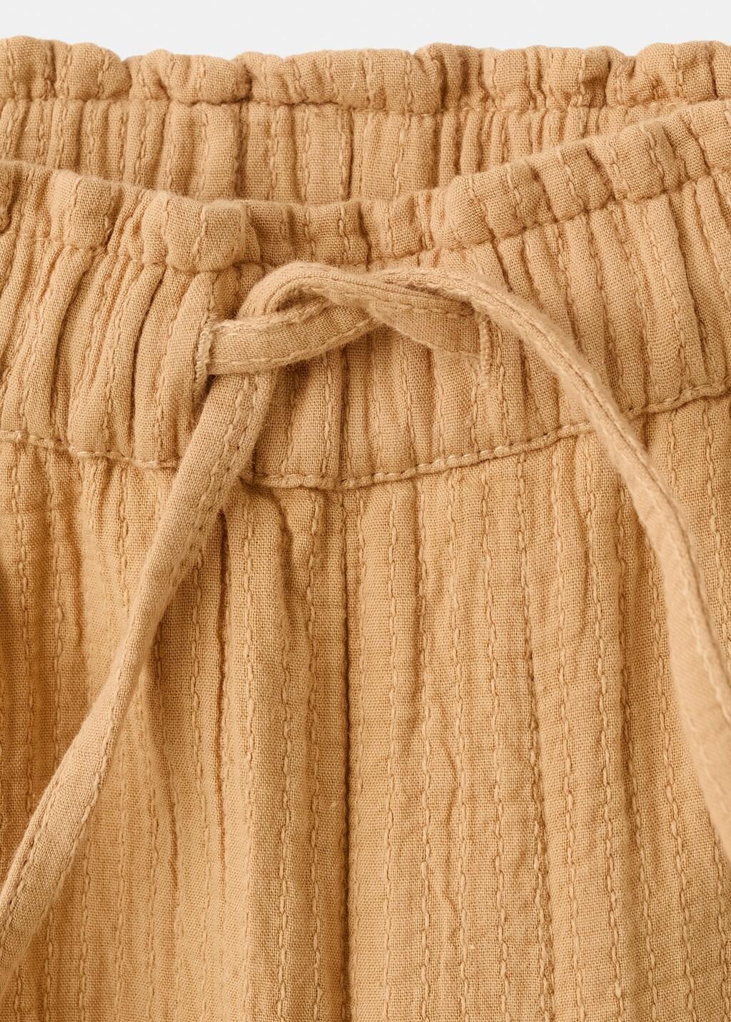 Yellow Textured Embroidered Pants, Kids Girls, Medium Yellow, large image number 4