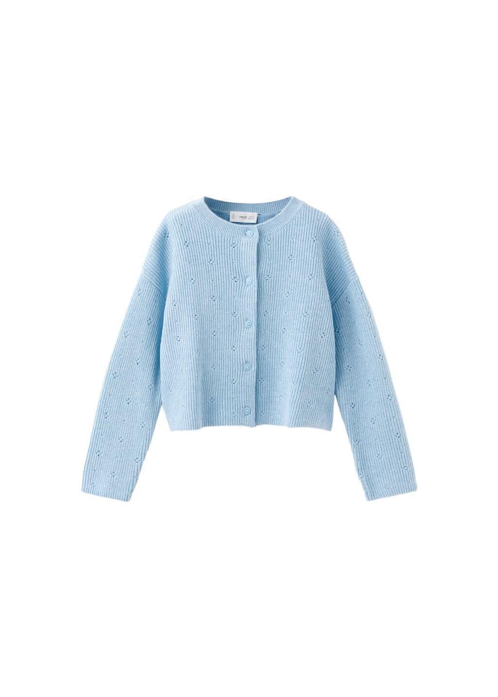 LT-PASTEL BLUE Openwork detail knit cardigan, Baby Girl, Light-Pastel Blue, large image number 4