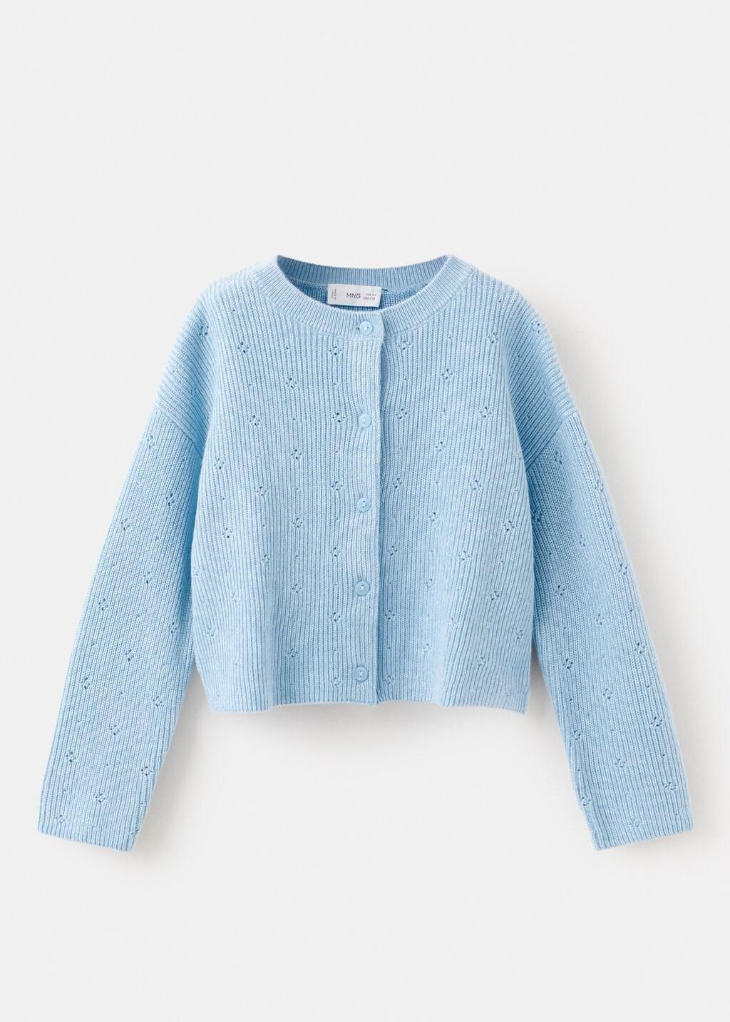 LT-PASTEL BLUE Openwork detail knit cardigan, Baby Girl, Light-Pastel Blue, large image number 5