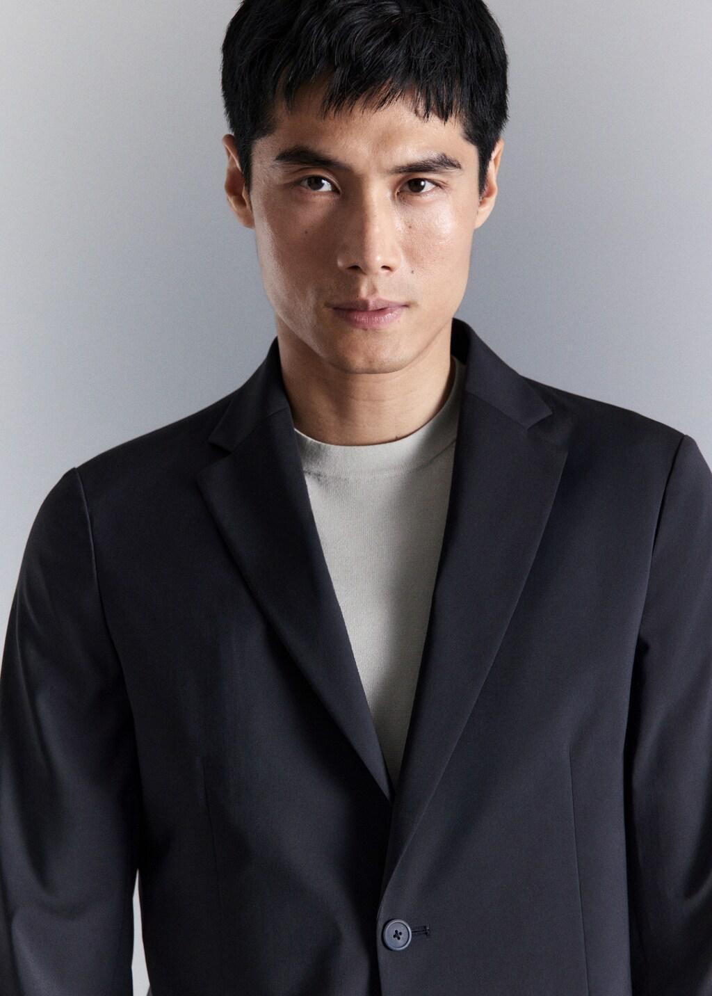 Navy Slim Fit Technical Jacket, Navy, large image number 4