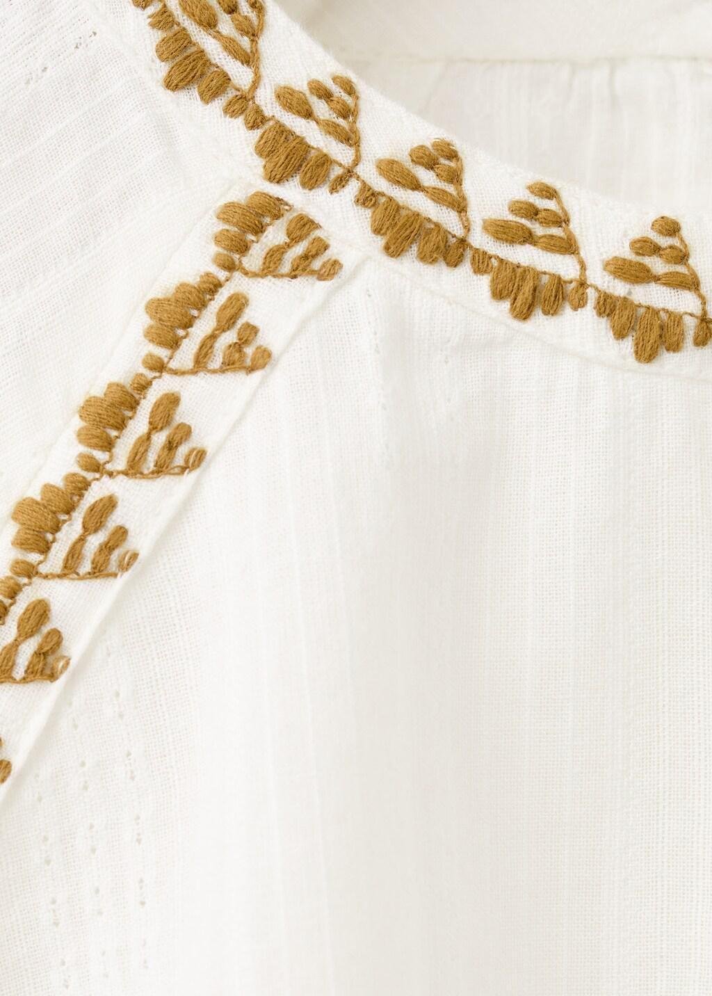 White Embroidered Printed Blouse, Kids Girls, White, medium