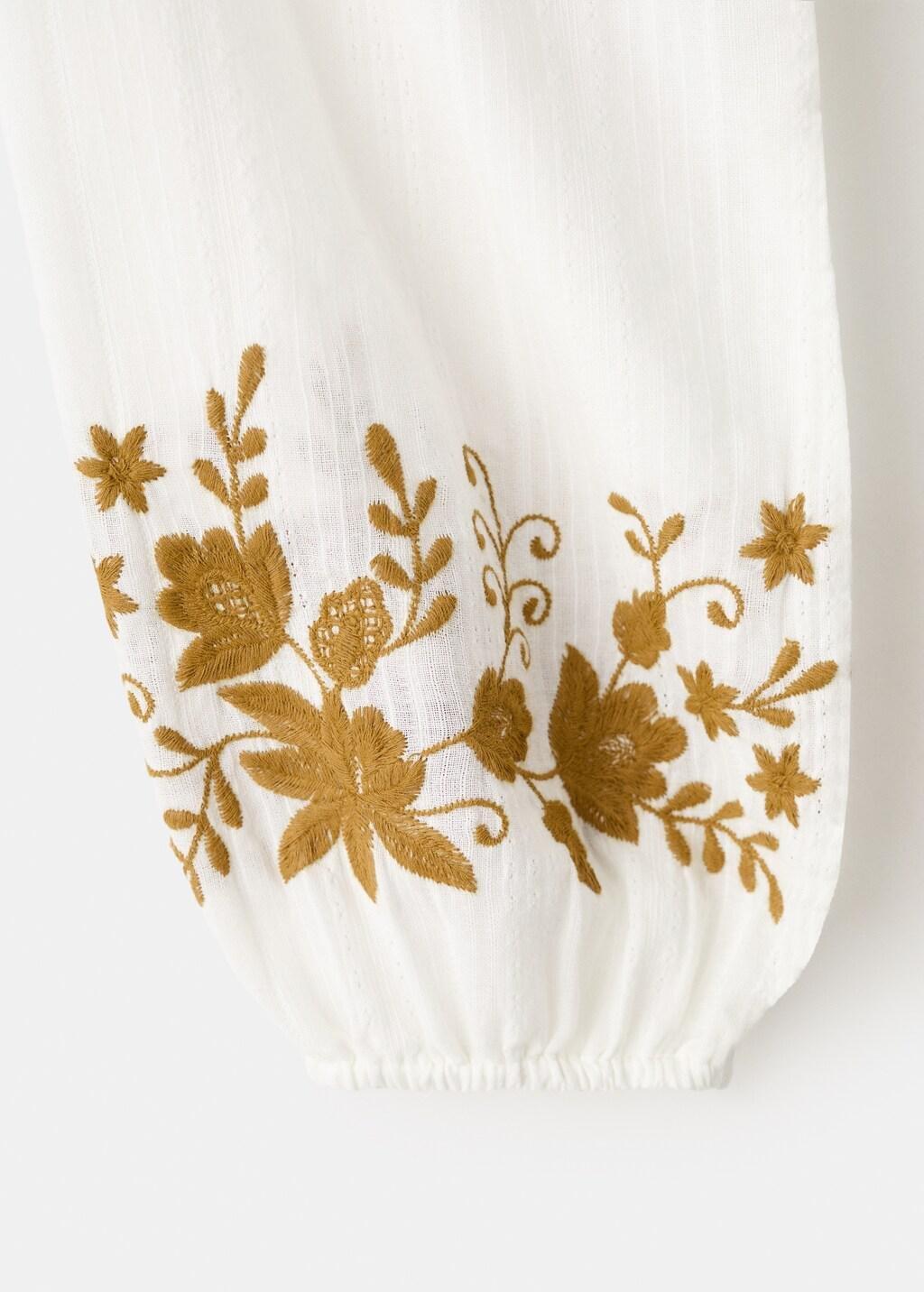 White Embroidered Printed Blouse, Kids Girls, White, medium