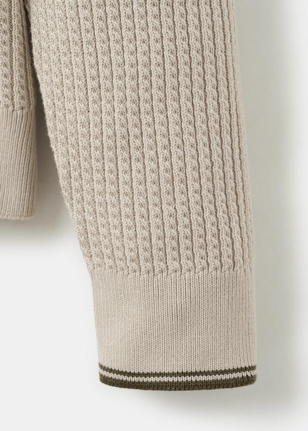 Brown Cotton-Blend Braided Knitted Sweater, 0201_07, large image number 5