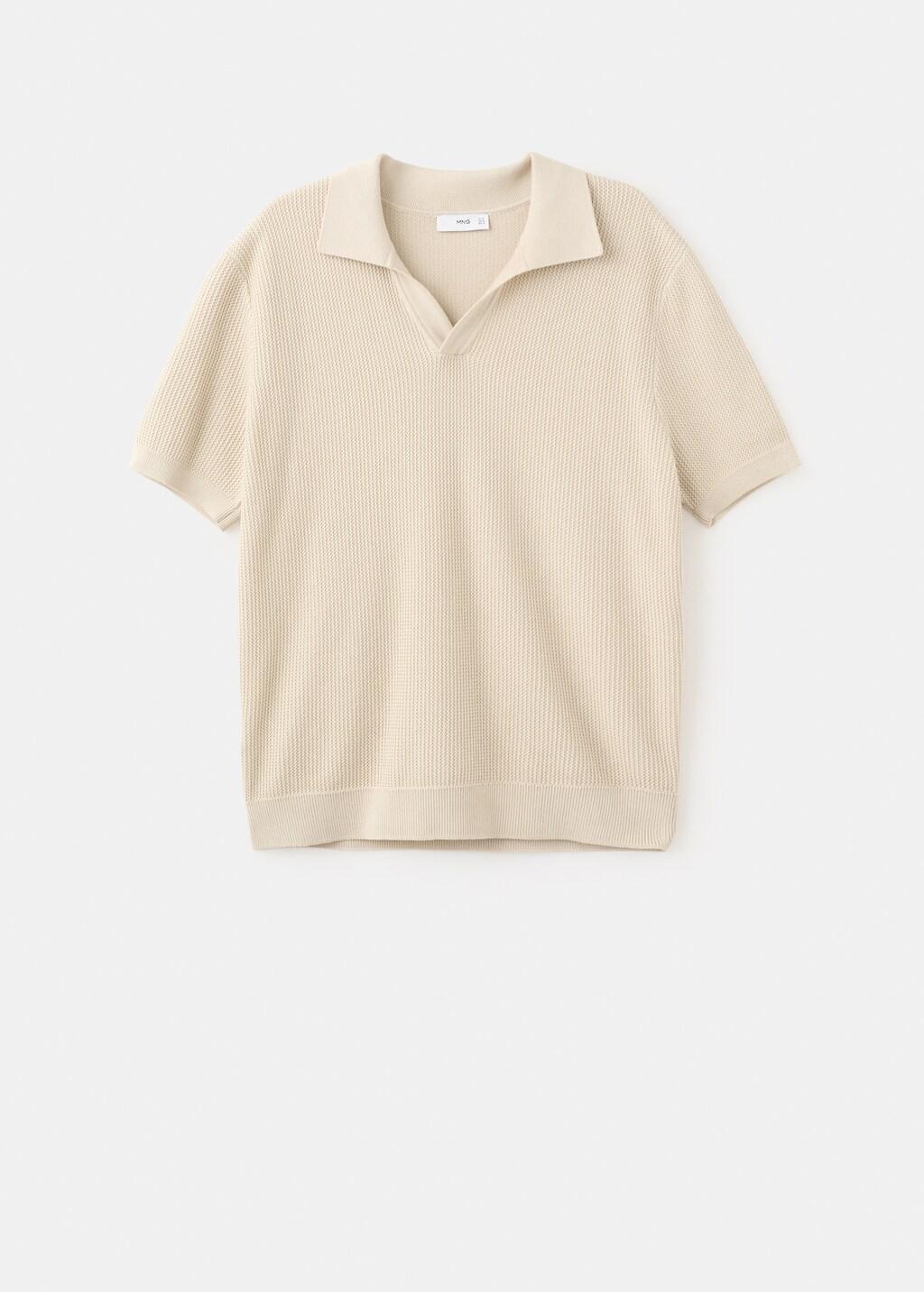 Brown Cotton Knitted Polo Structure, Light Pastel Brown, large image number 7