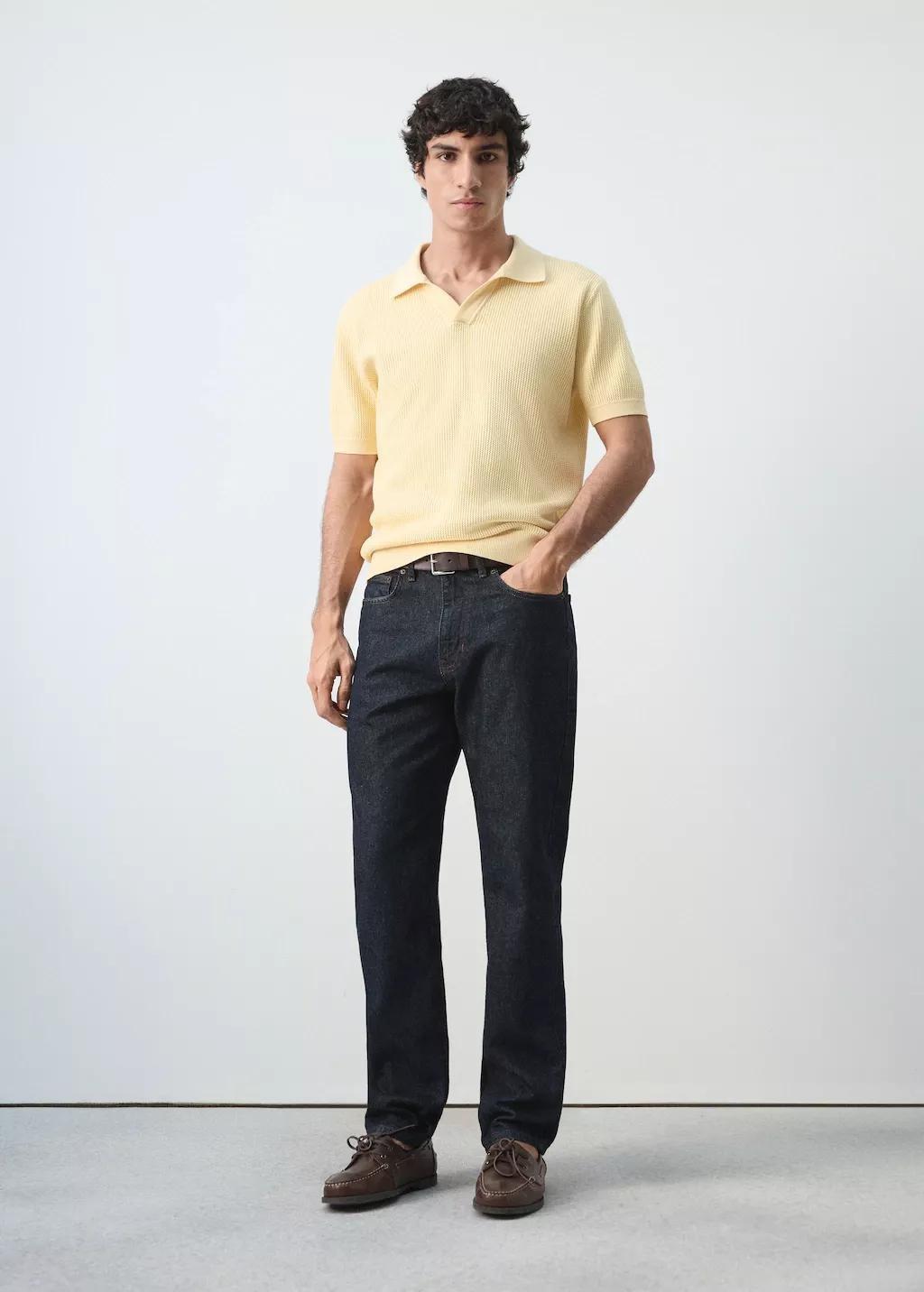 Yellow Cotton Knitted Polo Structure, Yellow, large image number 0
