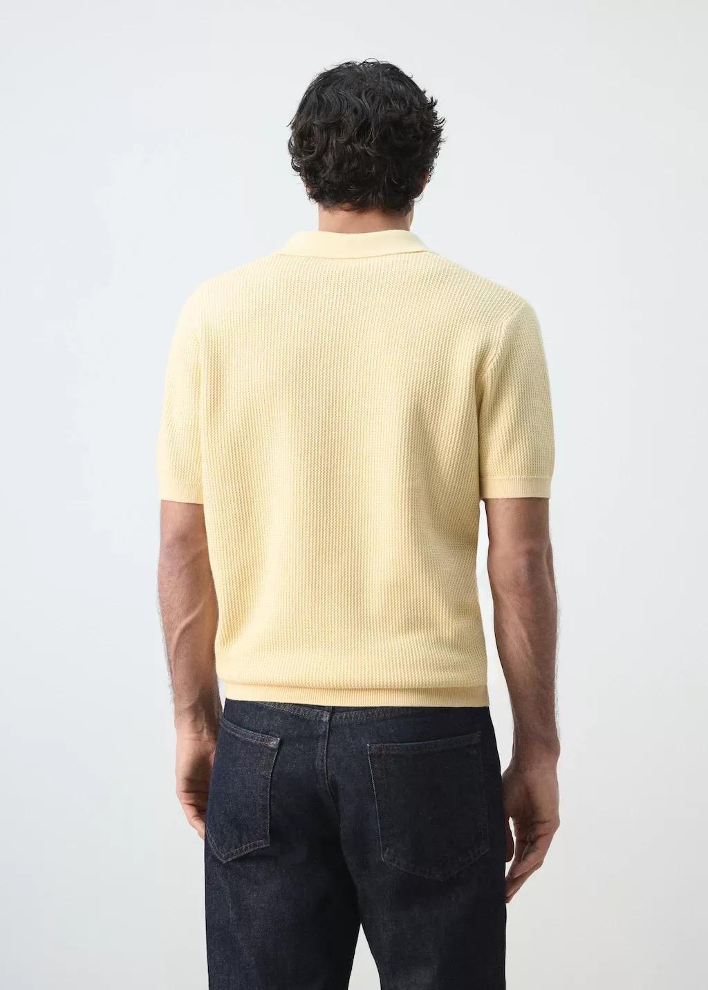 Yellow Cotton Knitted Polo Structure, Yellow, large image number 2