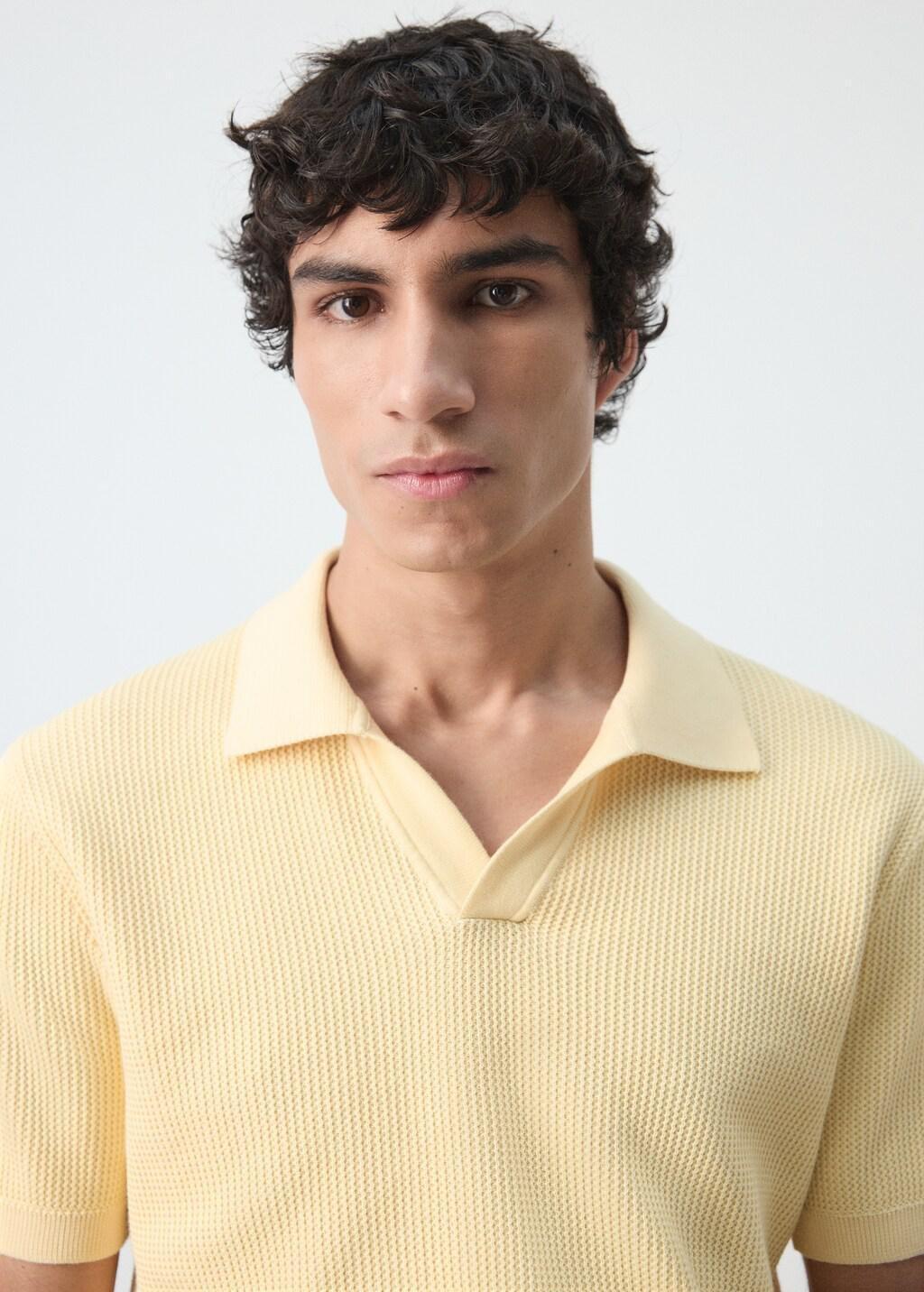 Yellow Cotton Knitted Polo Structure, Yellow, large image number 4