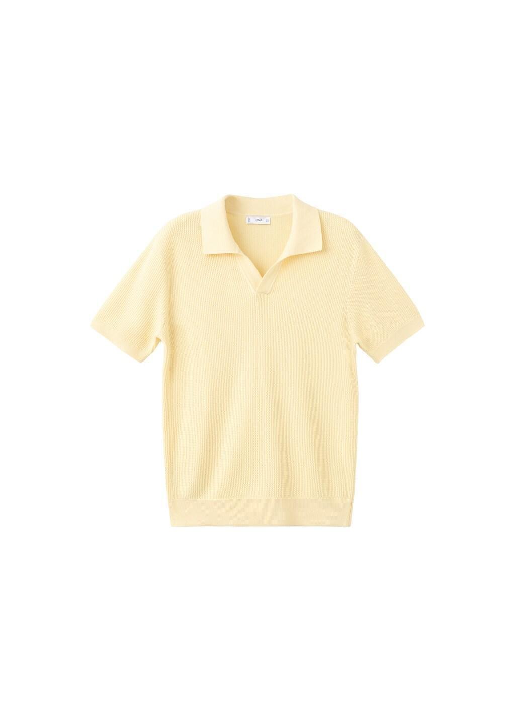 Yellow Cotton Knitted Polo Structure, Yellow, large image number 6