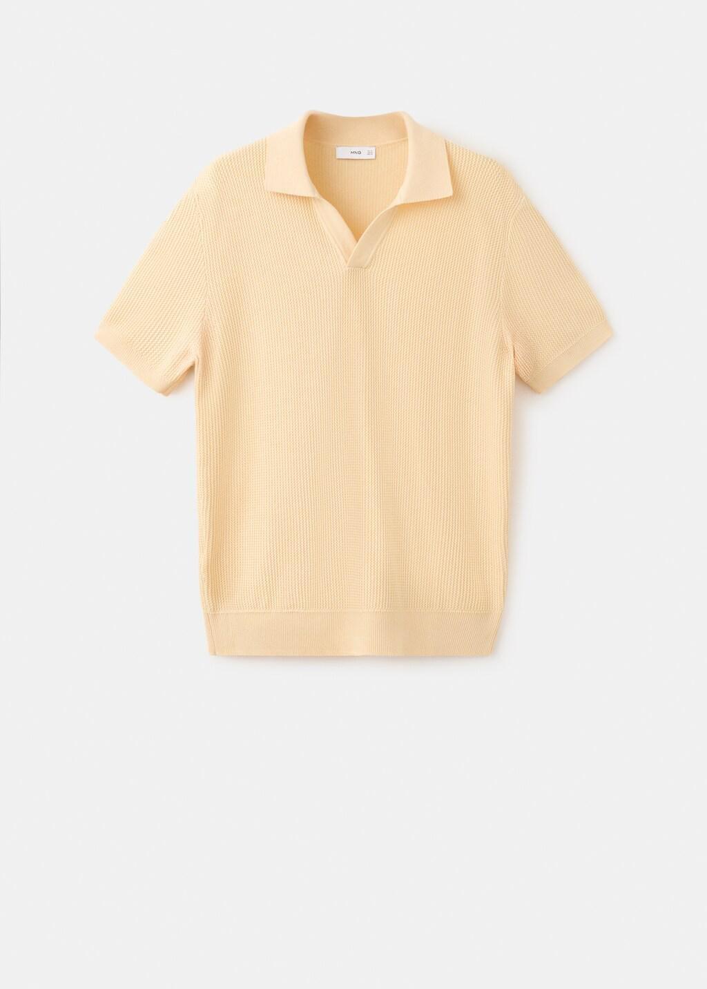 Yellow Cotton Knitted Polo Structure, Yellow, large image number 7