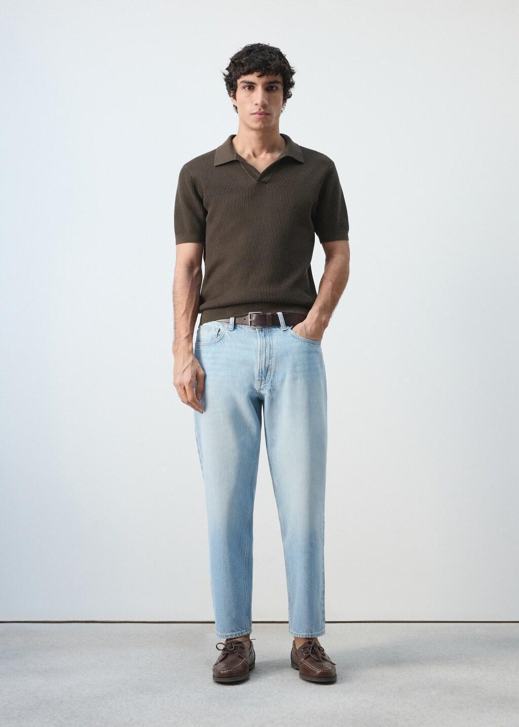 Brown Cotton Knitted Polo Structure, Dark Brown, large image number 0