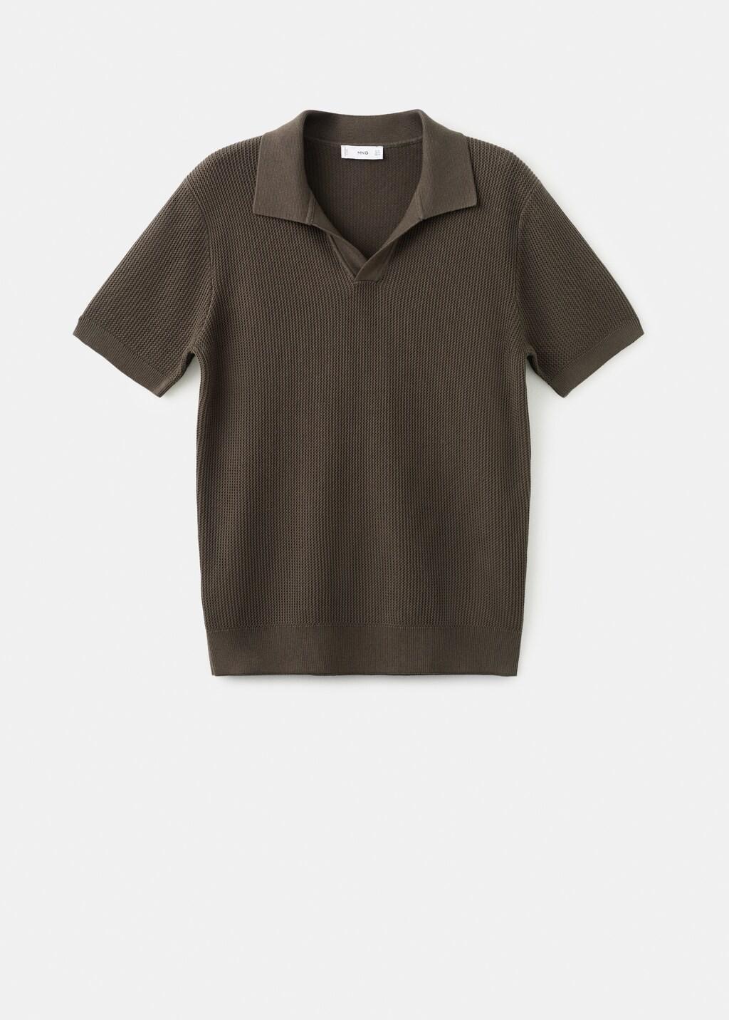 Brown Cotton Knitted Polo Structure, Dark Brown, large image number 7