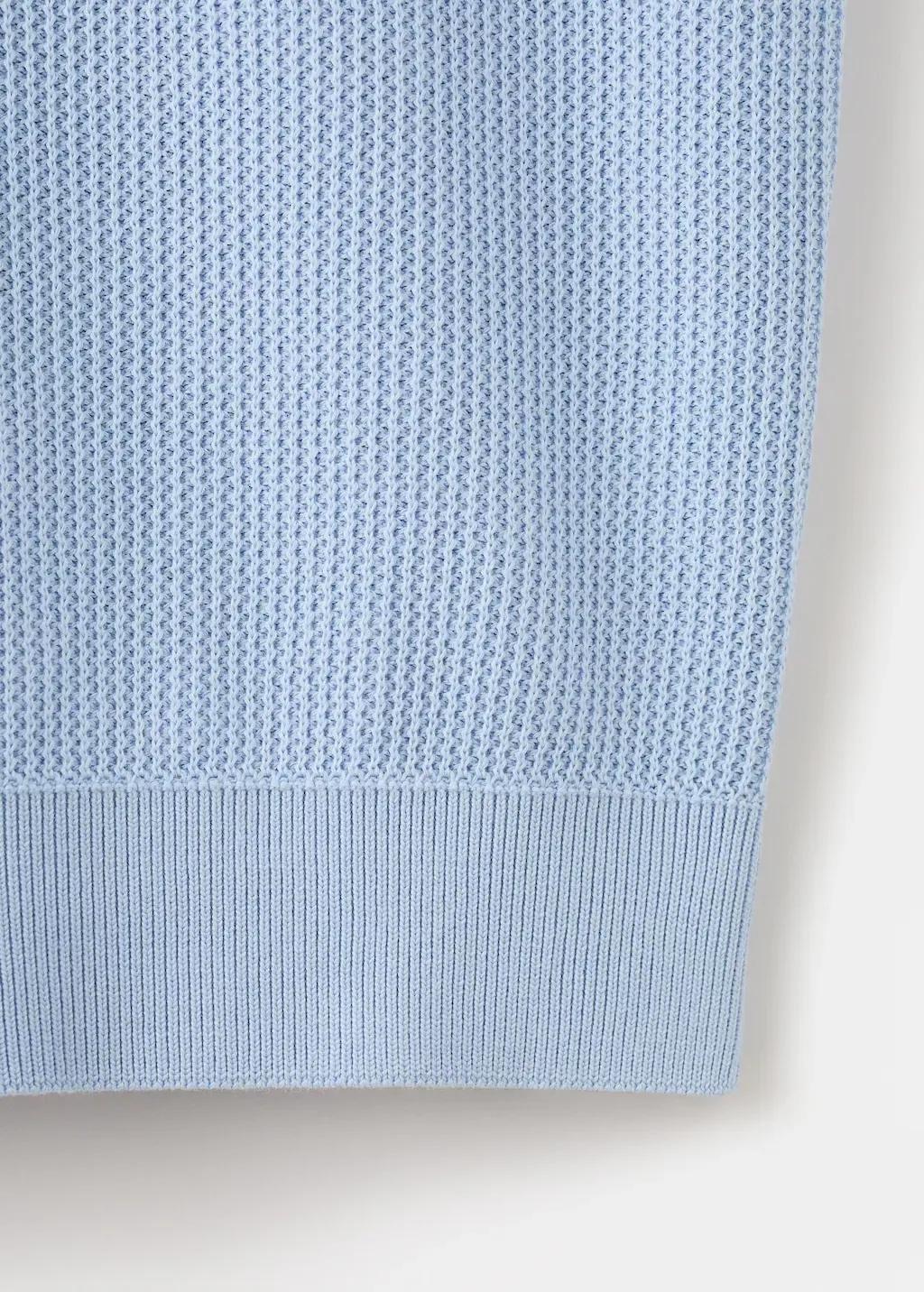 Blue Cotton Knitted Polo Structure, Light-Pastel Blue, large image number 1