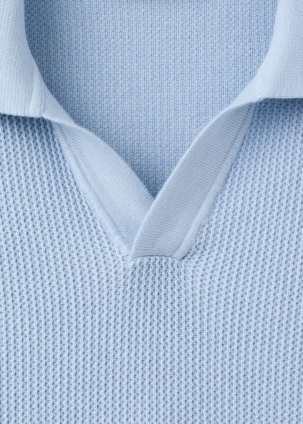 Blue Cotton Knitted Polo Structure, Light-Pastel Blue, large image number 5