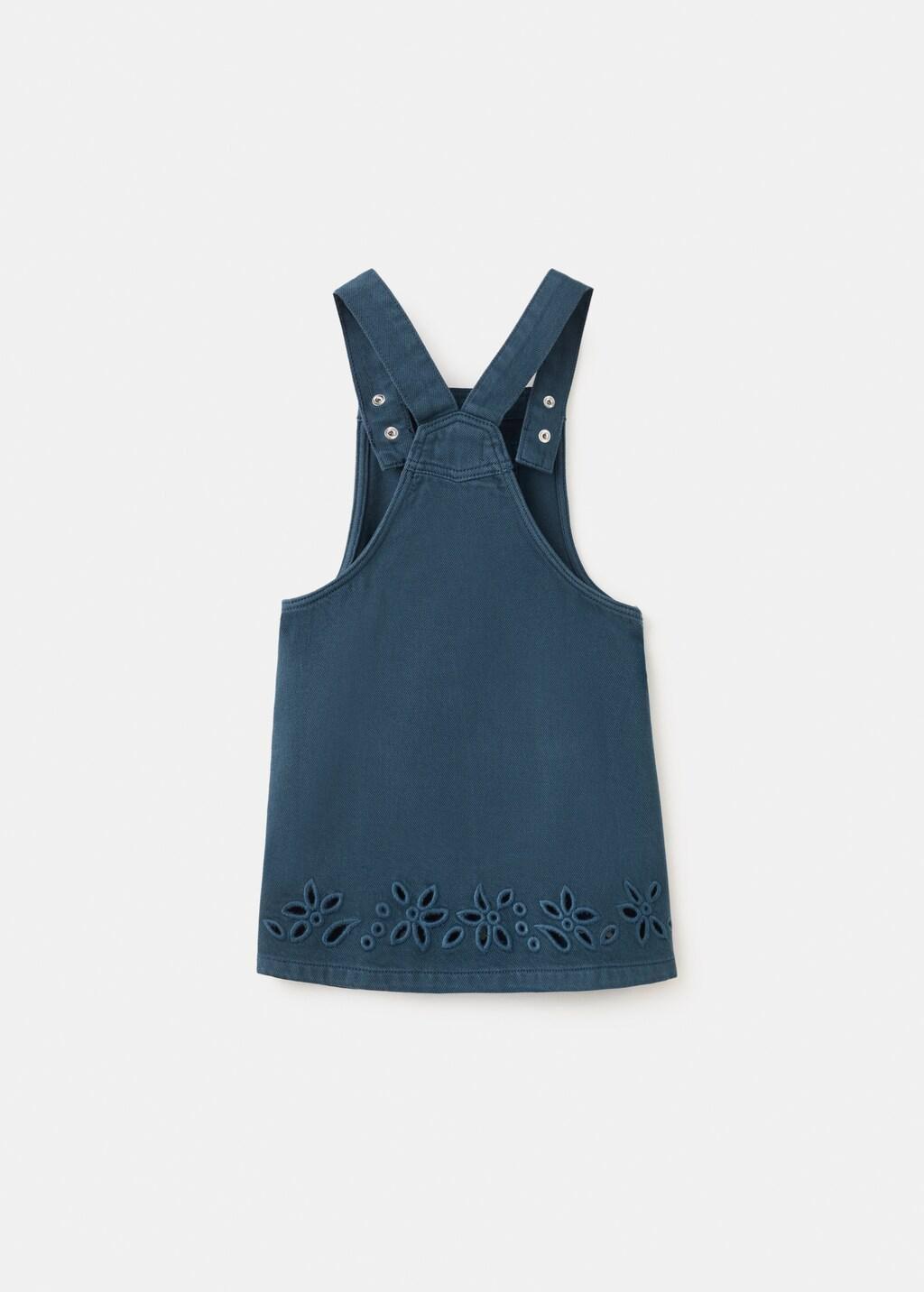 Navy Short Denim Pinafore, Baby Girl, Navy, large image number 2