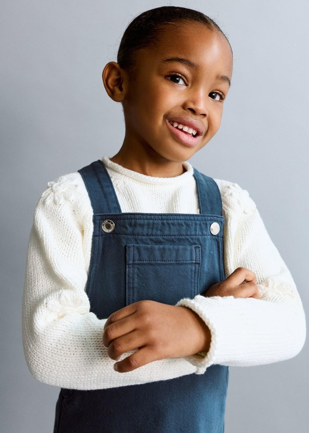 Navy Short Denim Pinafore, Baby Girl, Navy, large image number 3