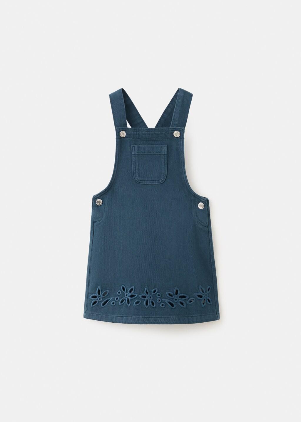 Navy Short Denim Pinafore, Baby Girl, Navy, large image number 6