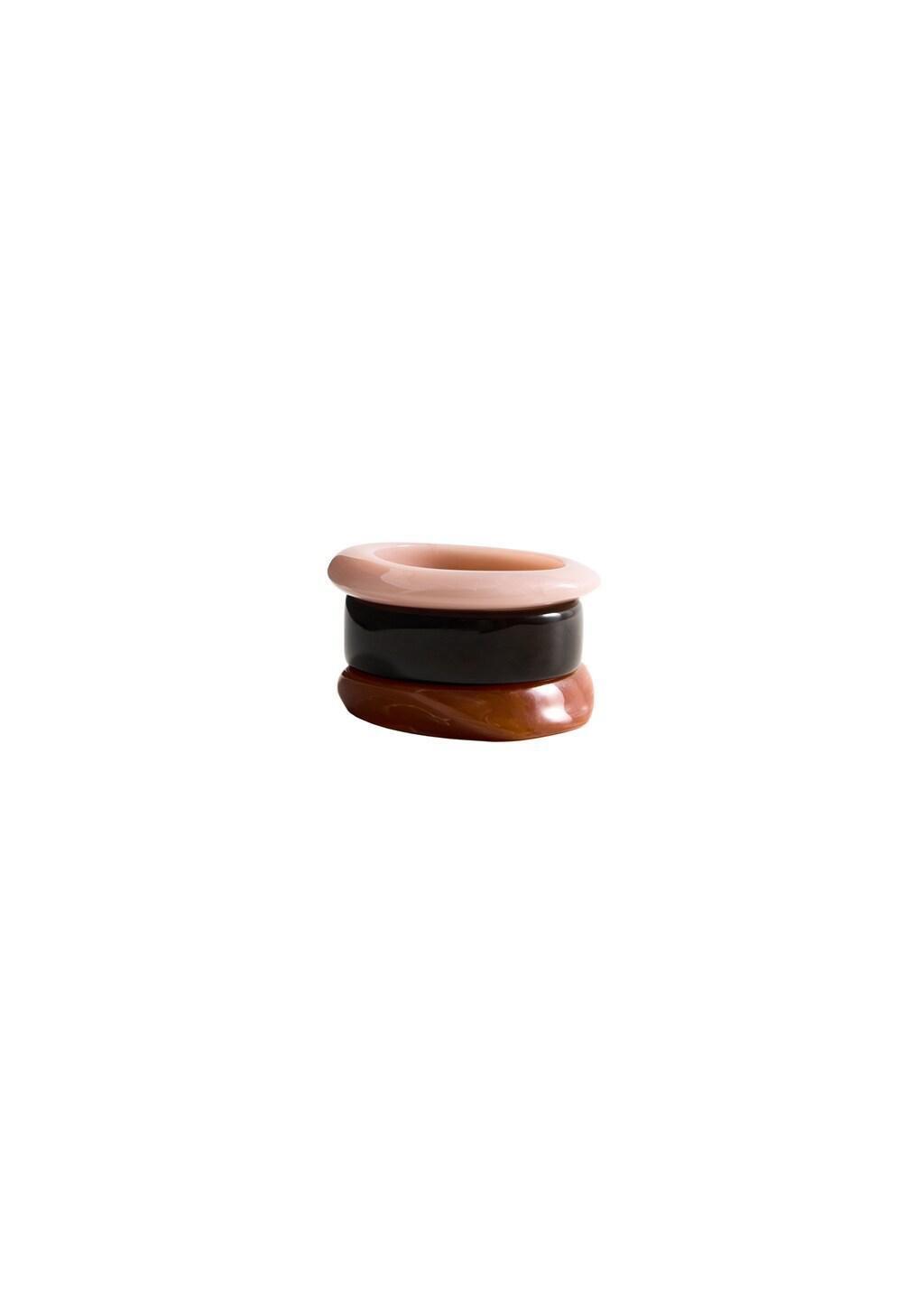 Brown Combined Bracelets, Set Of 3, Brown, medium