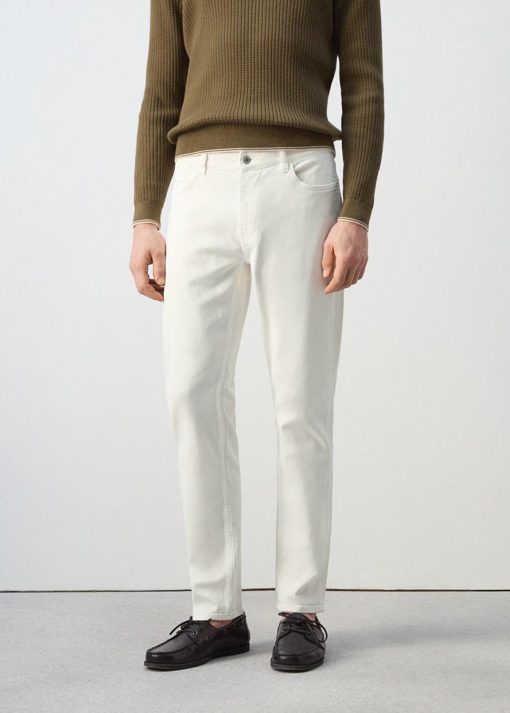 Cream Slim Fit Ultra Soft Touch Patrick Jeans, Natural White, large image number 3