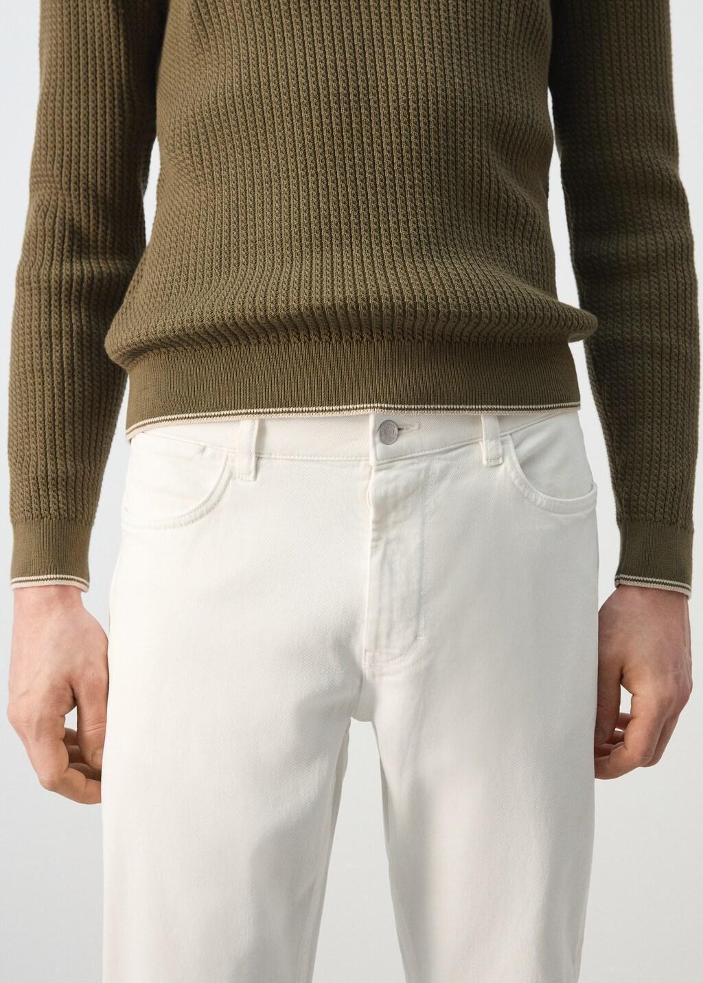 Cream Slim Fit Ultra Soft Touch Patrick Jeans, Natural White, large image number 4