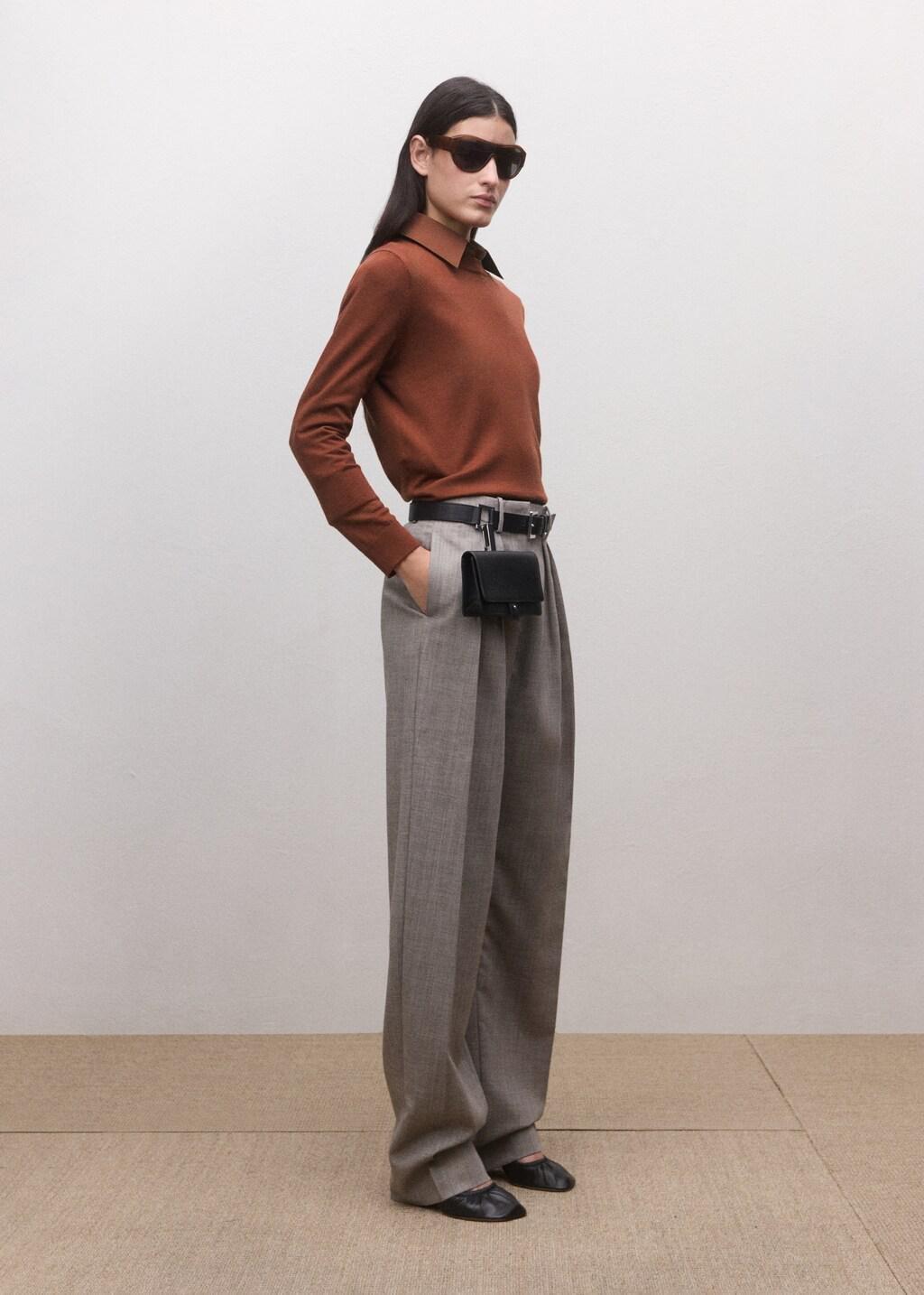 Orange Wool Round-Neck Sweater, Rust - Copper, medium