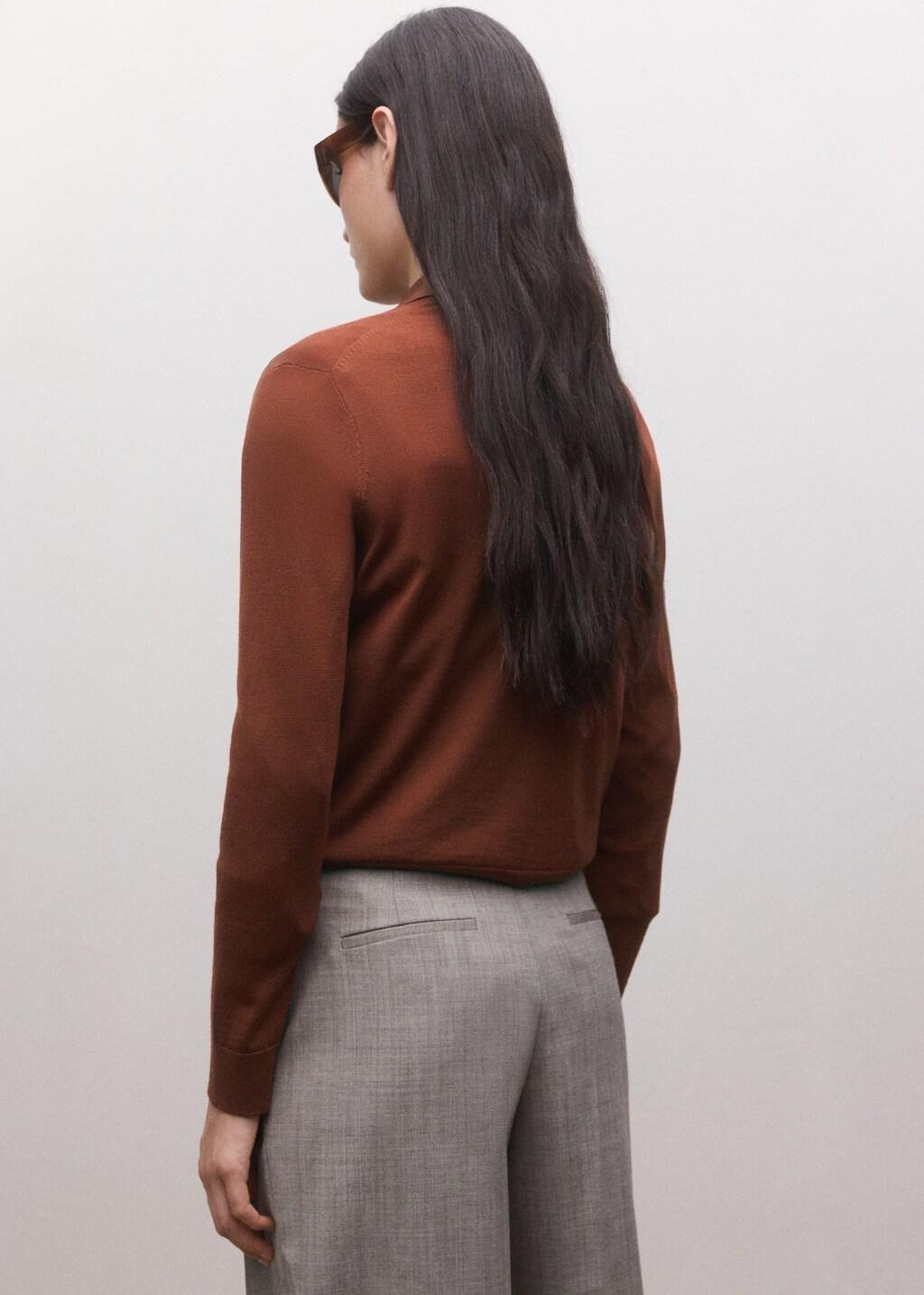 Orange Wool Round-Neck Sweater, Rust - Copper, medium