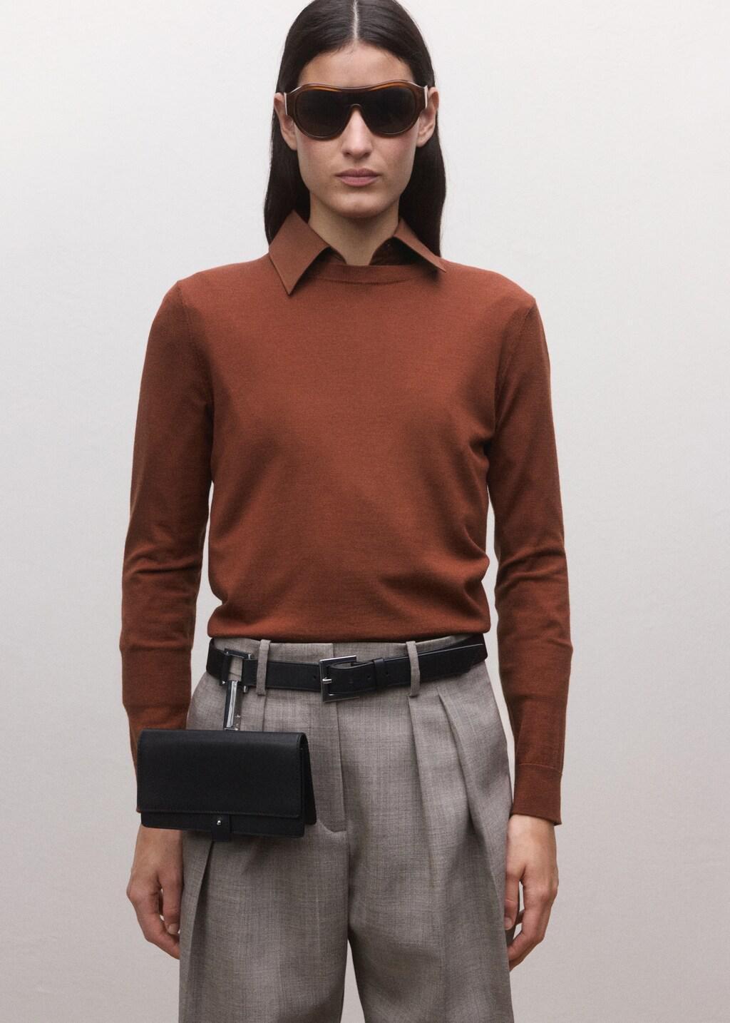 Orange Wool Round-Neck Sweater, Rust - Copper, large image number 3