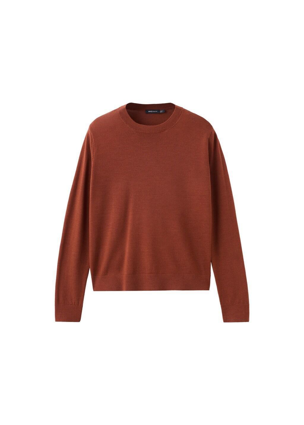 Orange Wool Round-Neck Sweater, Rust - Copper, large image number 6