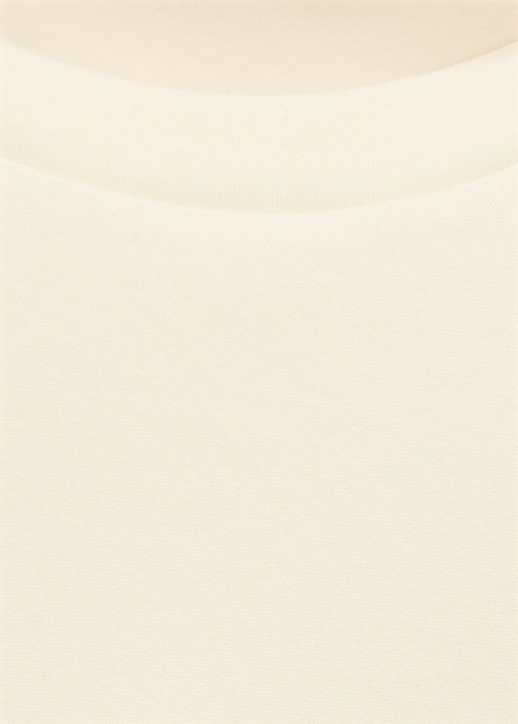 Cream Fitted Cotton T-Shirt With Asymmetrical Hem, Yellow, large image number 1