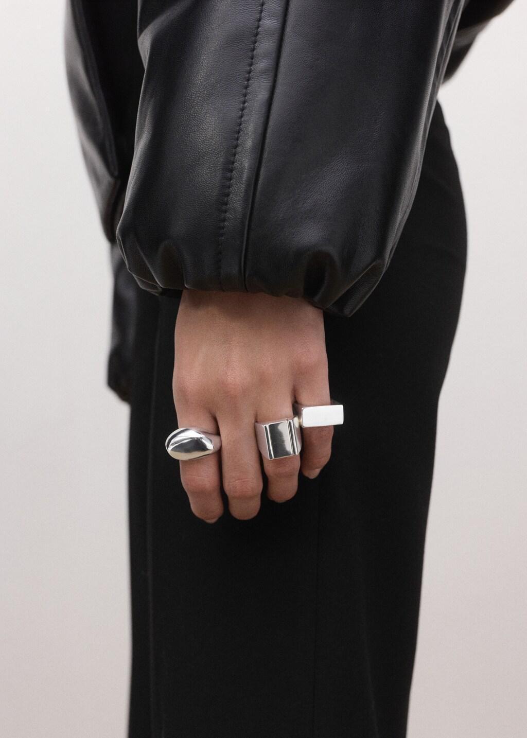 Silver Combined Ring, Set Of 3, Silver, large image number 0