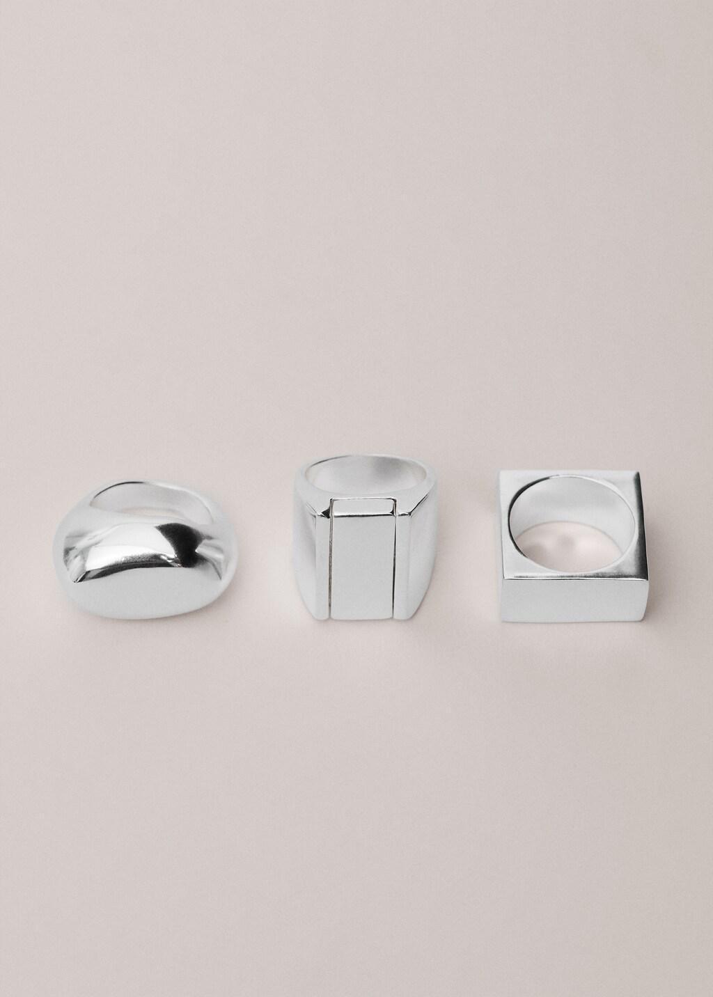 Silver Combined Ring, Set Of 3, Silver, large image number 4