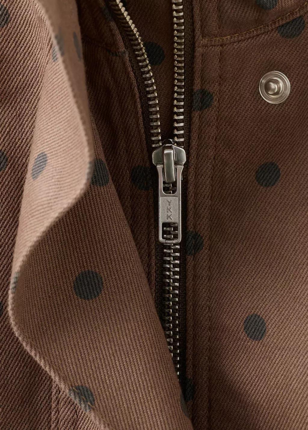 Brown Denim Bomber Jacket With Polka Dots, 0201_32, large image number 1