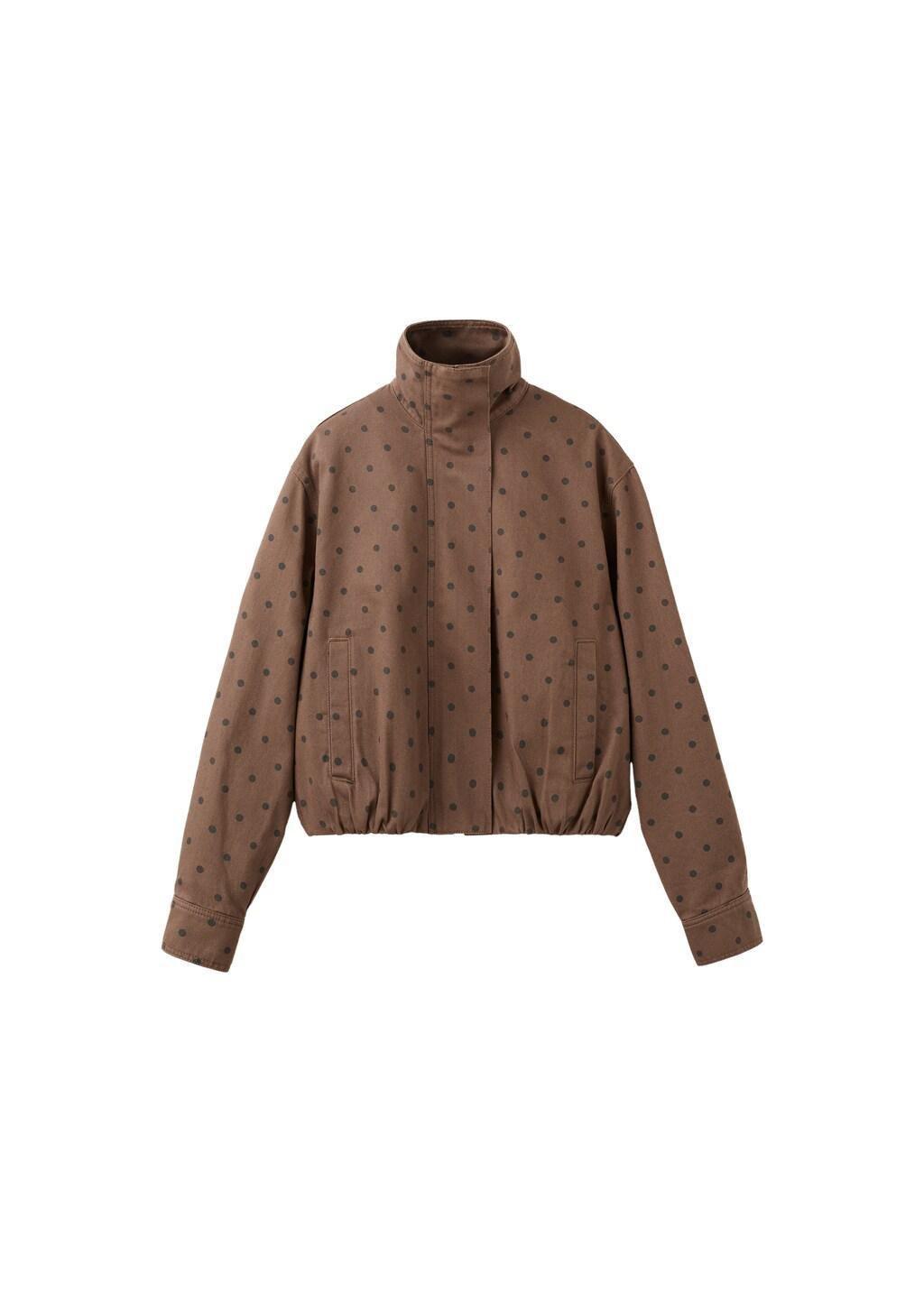 Brown Denim Bomber Jacket With Polka Dots, 0201_32, large image number 7